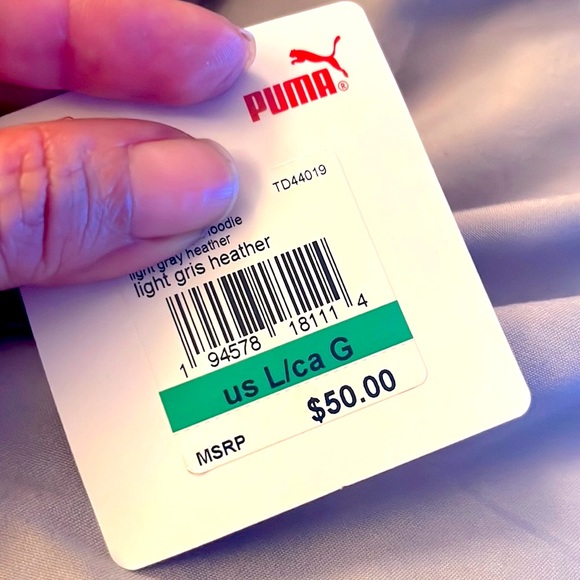 Puma Heather Gray Logo Hooded Sweatshirt, Kids Size Large (14/16). - Picture 11 of 11